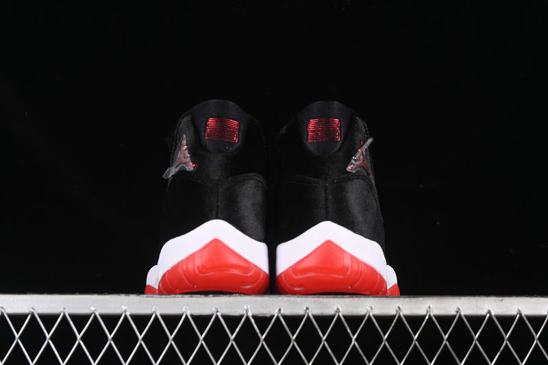 Nike Air Jordan 11 Retro Red White Bred Velvet Black Sneakers