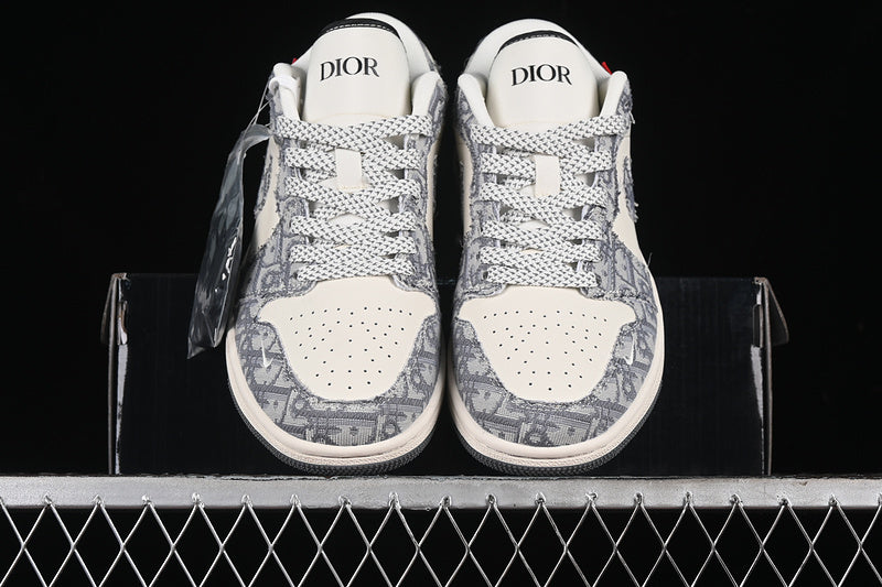 Nike Air Jordan 1 Low DIOR White Grey Sneakers