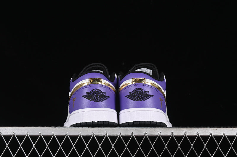 Nike Air Jordan 1 Low White Black Purple Gold Sneakers