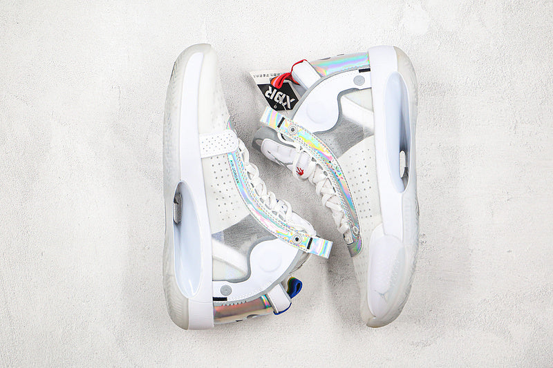 Nike Air Jordan 34 XXXIV Flight GS Unite White Metallic Sneakers