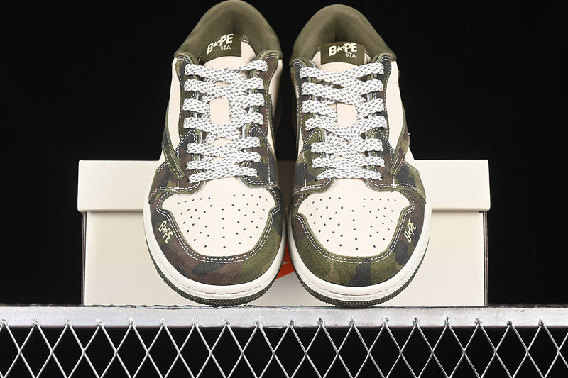 Nike Air Jordan 1 Low BAPE Travis Scott Fragment Design OG SP White Camouflage Sneakers