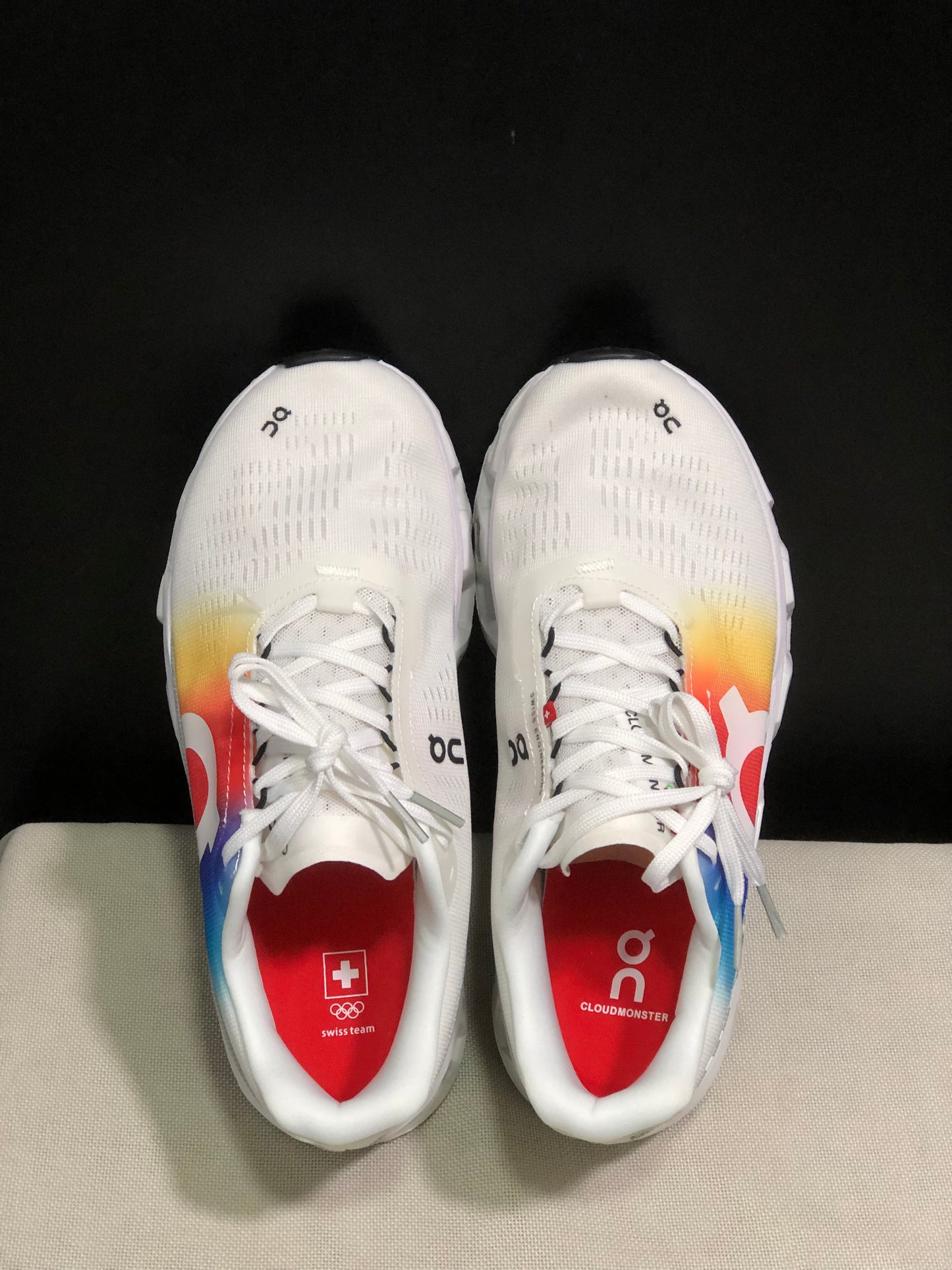 On Running Cloudmonster 2 Breathable Running Shoes Olympic Version White/Silver Grey/Rainbow Colors