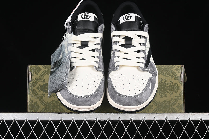 Travis Scott Fragment Design Nike Air Jordan 1 Low OG SP Black White Grey Sneakers