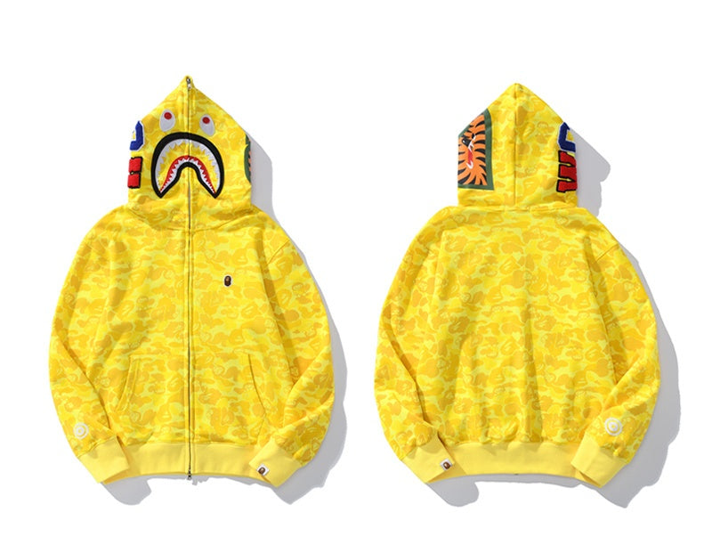 A Bathing Ape BAPE Ape-Man Head MILO Camouflage Yellow Hoodie
