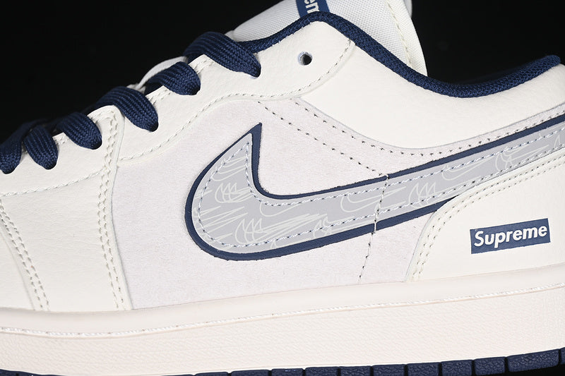 Nike Air Jordan 1 Low Supreme Blue Sole White Sneakers