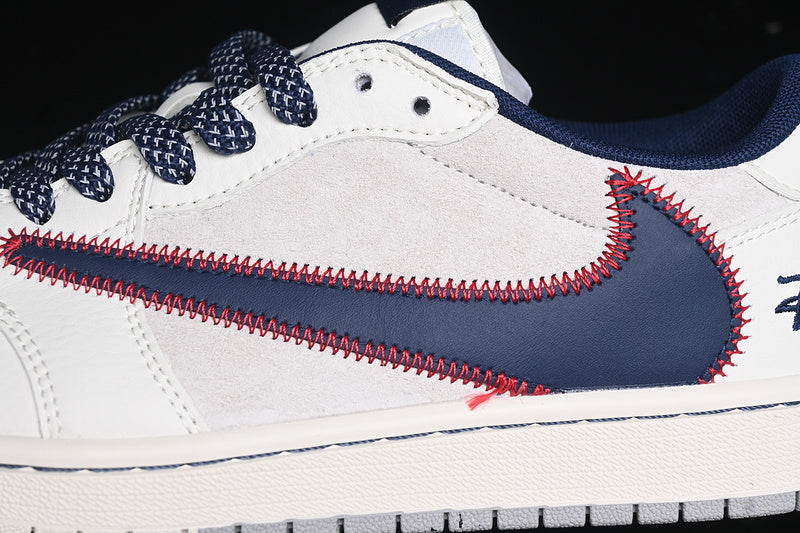 Travis Scott Fragment Design Nike Air Jordan 1 Low OG SP Navy Blue White Sneakers