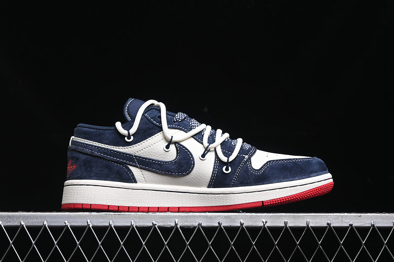 Nike Air Jordan 1 Low Red Sole White Blue Sneakers