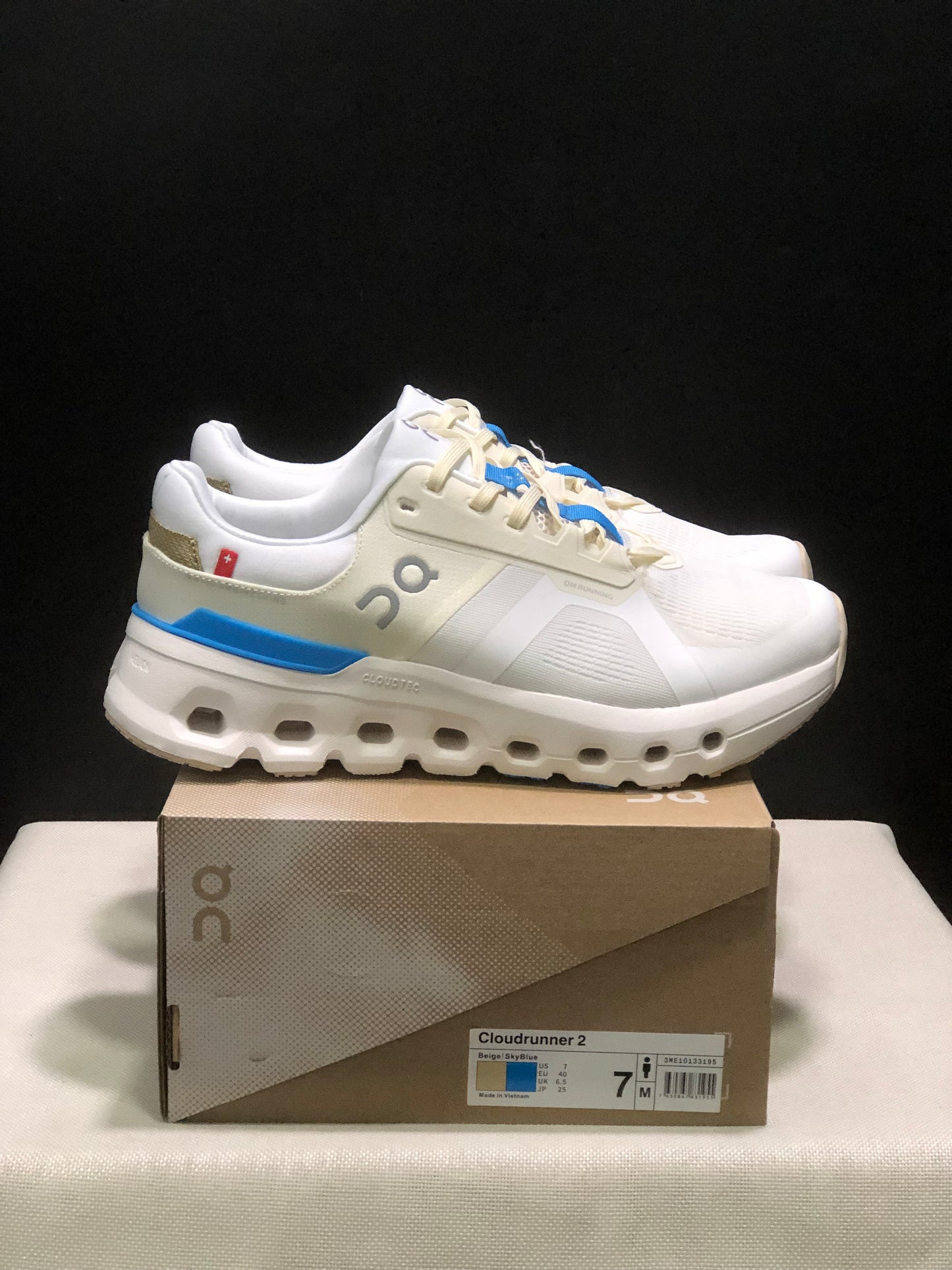 On Running Cloudrunner 2 Mesh Breathable Running Shoes Beige/Skyblue