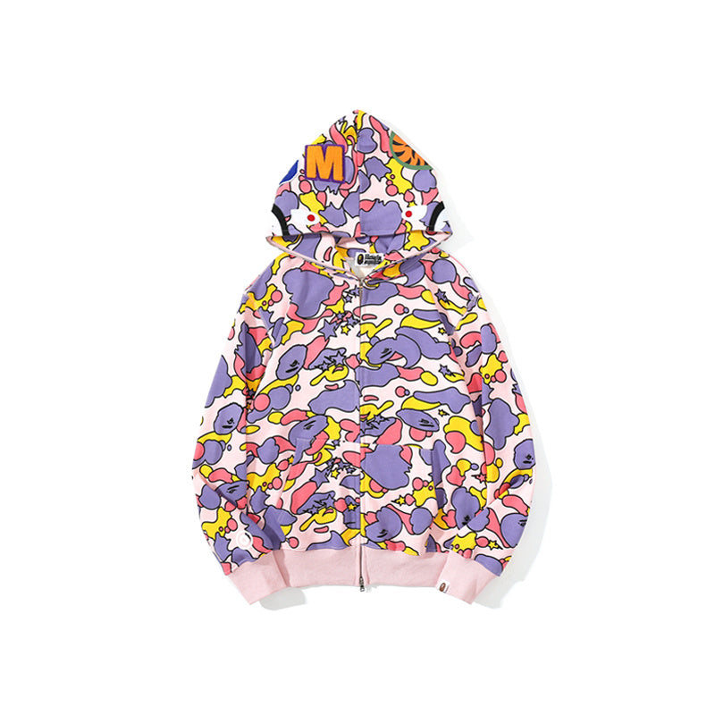 A Bathing Ape BAPE Shark Head STA Star Camouflage Hoodie Pink