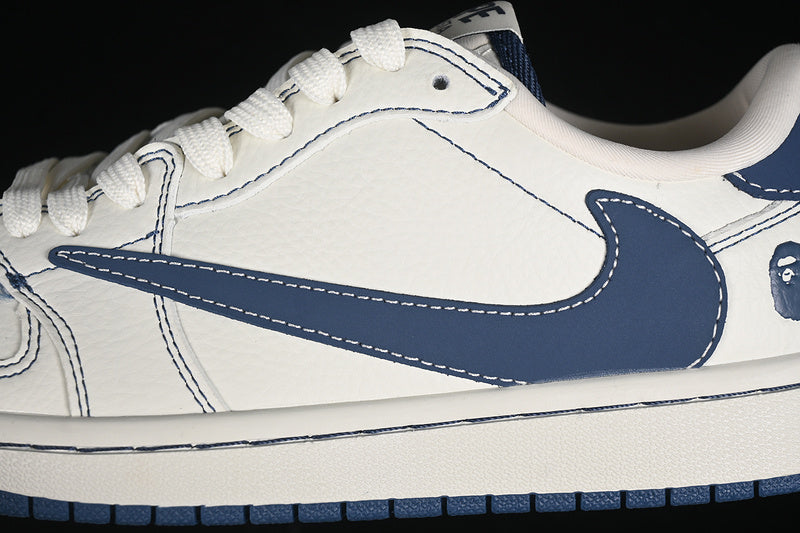 Nike Air Jordan 1 Low BAPE Travis Scott Fragment Design OG SP Navy Sole White Sneakers