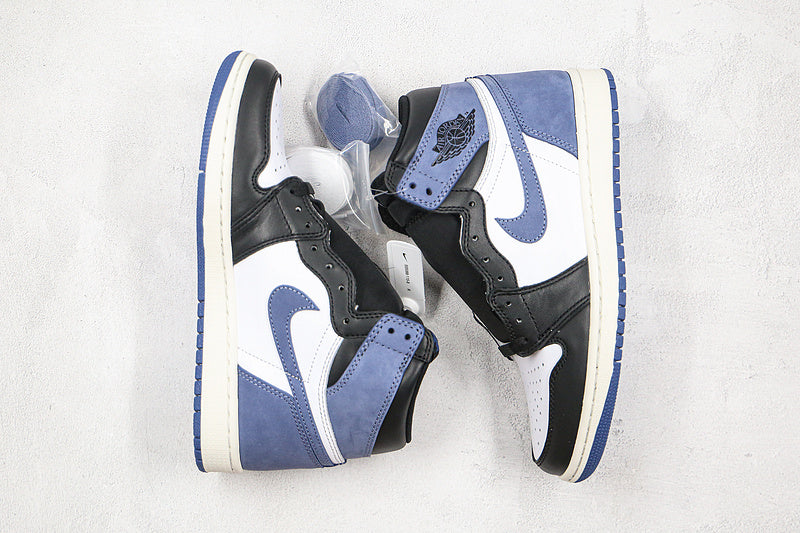 Nike Air Jordan 1 Retro High OG 2018 Black/White/Blue Moon Suede Sneakers