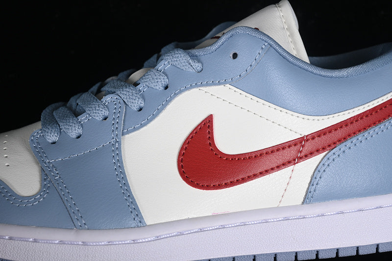 Nike Air Jordan 1 Low Sail Blue White Dune Red Sneakers