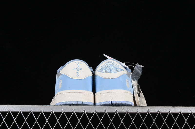 Nike Air Jordan 1 Low Travis Scott Fragment Design BAPE Grey White Blue Sneakers