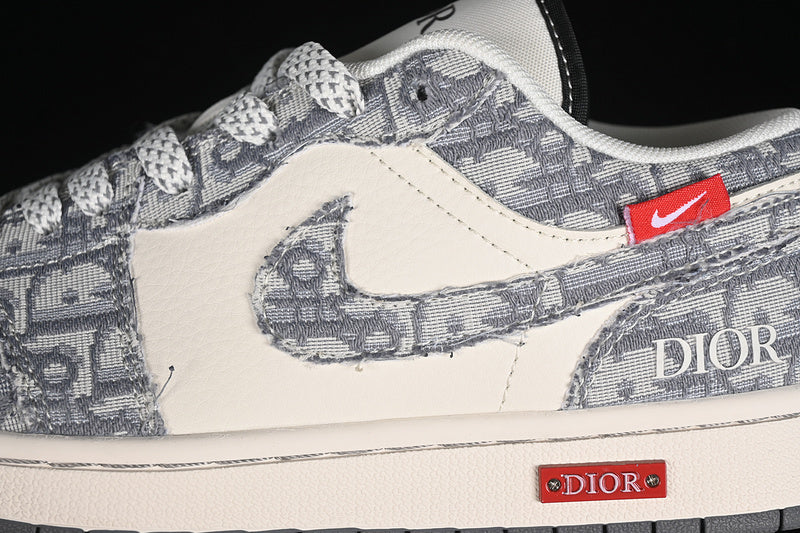 Nike Air Jordan 1 Low DIOR White Grey Sneakers