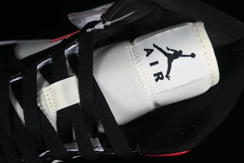 Nike Air Jordan 1 Mid Toe Sail Off Noir White Gym Red Sneakers