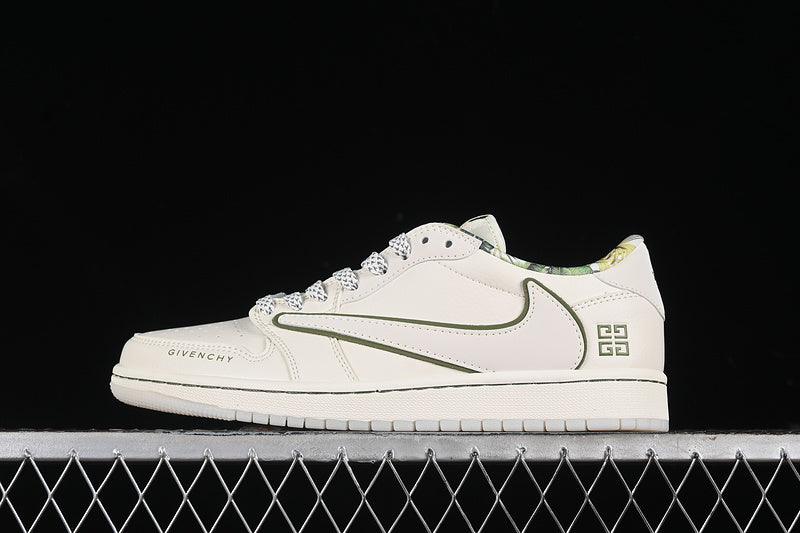 Nike Air Jordan 1 Low OG SP Travis Scott Fragment Design Givenchy Green White Sneakers