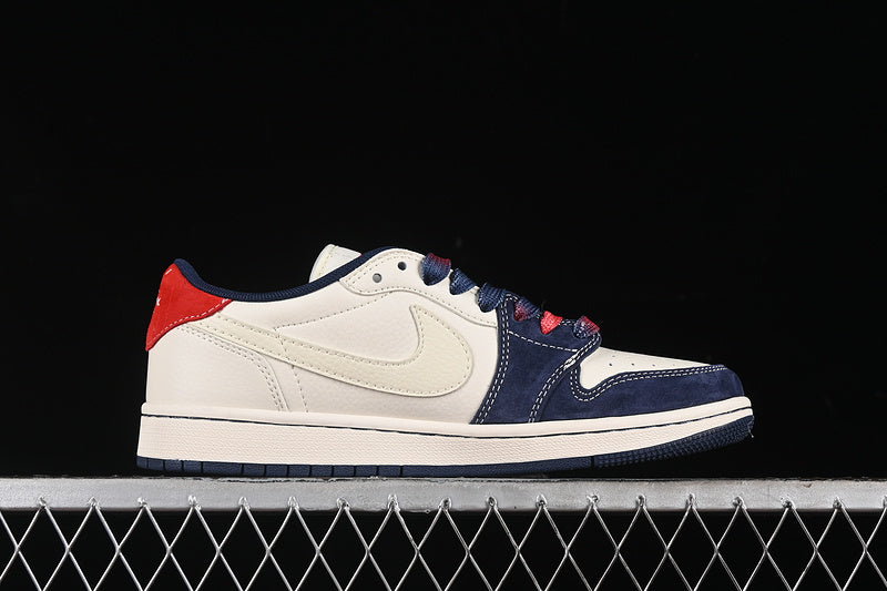 Travis Scott Fragment Design Nike Air Jordan 1 Low OG SP Red Blue White Sneakers