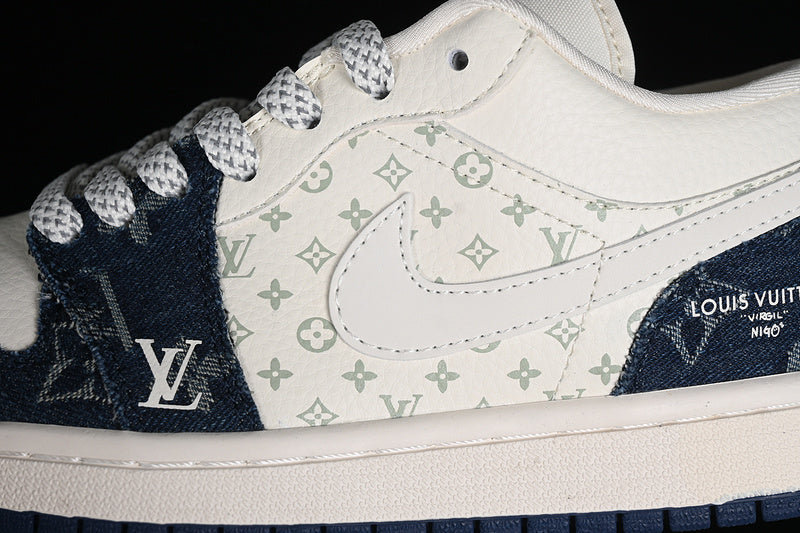 Nike Air Jordan 1 Low LV Blue Pattern Grey White Sneakers