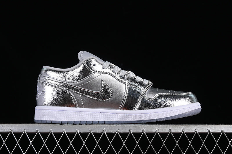 Nike Air Jordan 1 Low Metallic Silver Photon Dust Wolf Grey Sneakers