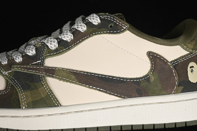Nike Air Jordan 1 Low BAPE Travis Scott Fragment Design OG SP White Camouflage Sneakers