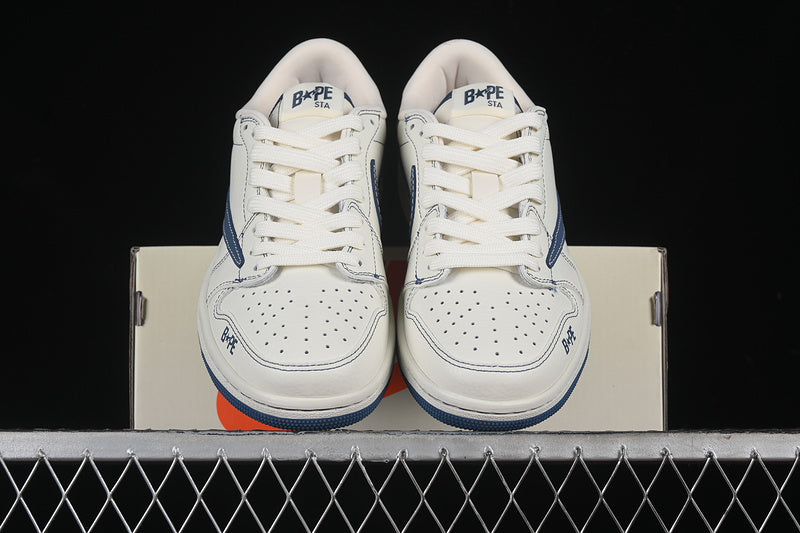 Nike Air Jordan 1 Low BAPE Travis Scott Fragment Design OG SP Navy Sole White Sneakers