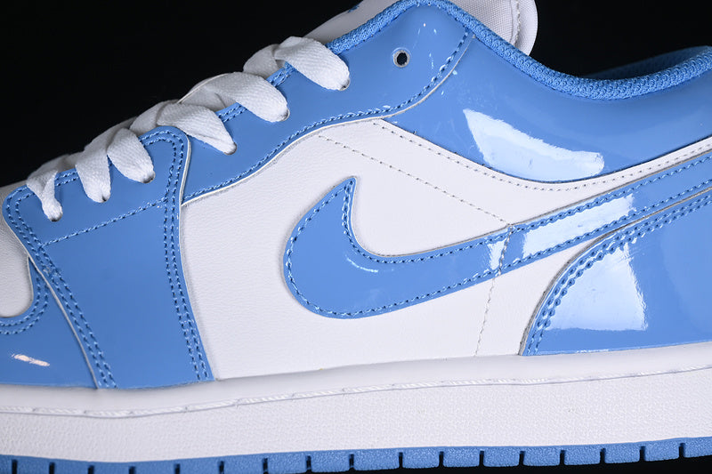 Nike Air Jordan 1 Low White Patent Leather Sky Blue Sneakers
