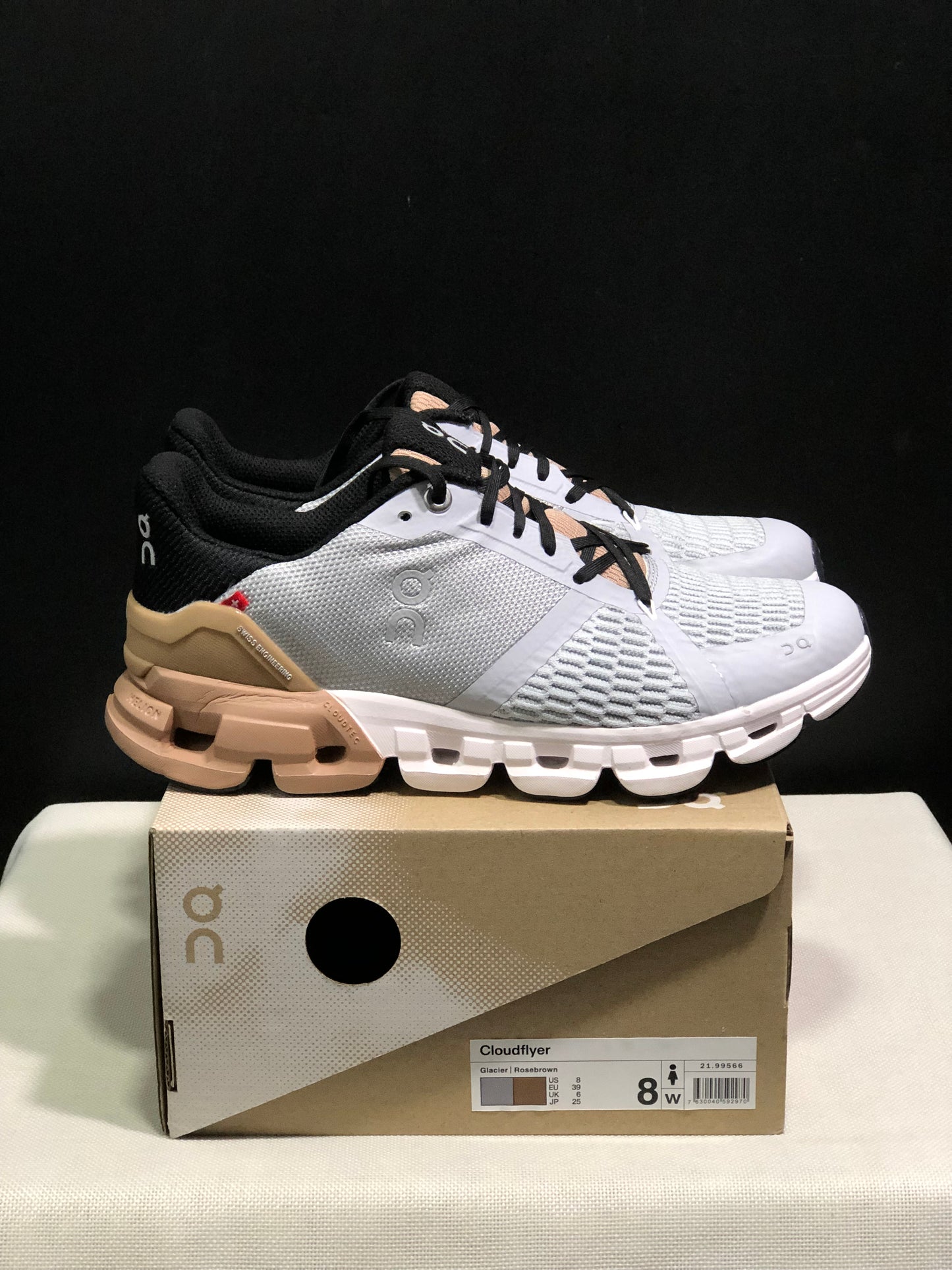 On Running Cloudflyer Shock-Absorbing Running Shoes Glacier Grey/Brown