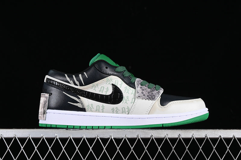 Nike Air Jordan 1 Low Cny Black Lucky Green White Sneakers