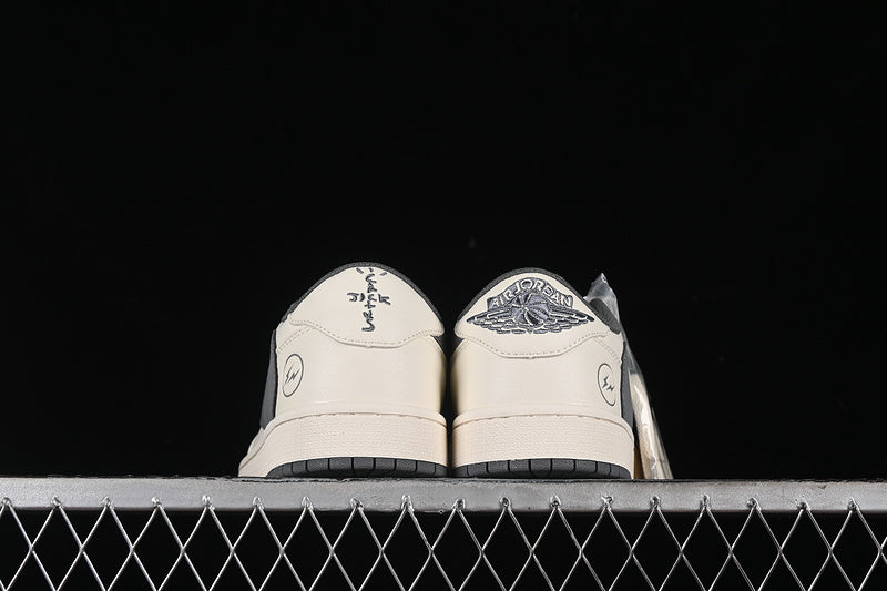 Travis Scott Fragment Design Nike Air Jordan 1 Low OG SP Grey White Stylish Casual Sneakers