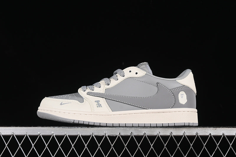 Nike Air Jordan 1 Low BAPE Travis Scott Fragment Design OG SP Grey White Sneakers