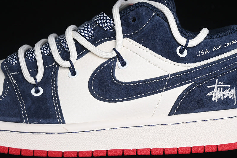 Nike Air Jordan 1 Low Red Sole White Blue Sneakers