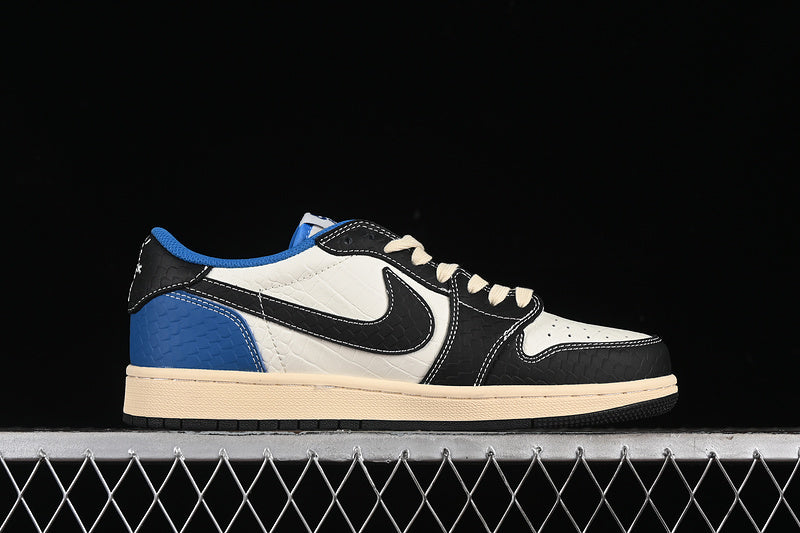Nike Air Jordan 1 Low BAPE Travis Scott Fragment Design Blue Beige White Black Sneakers
