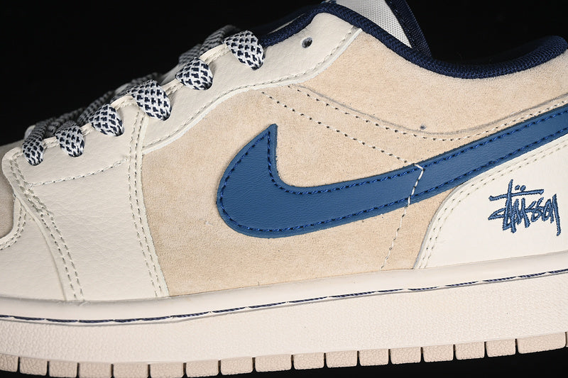 Nike Air Jordan 1 Low White Blue Light Brown Sneakers