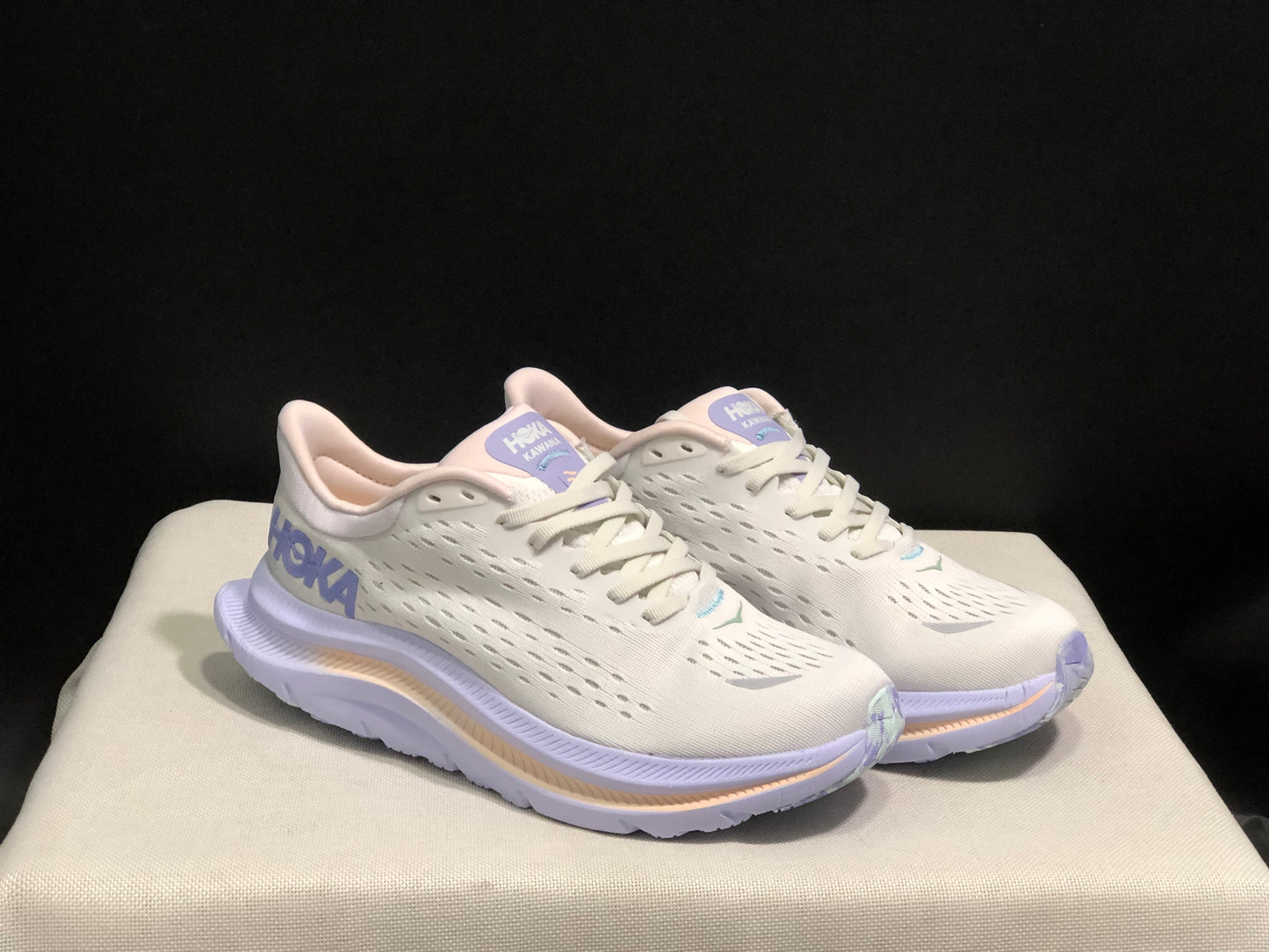 Hoka One One Kawana Cushioning Comfortable Gym Running Shoes Sneakers White/Purple