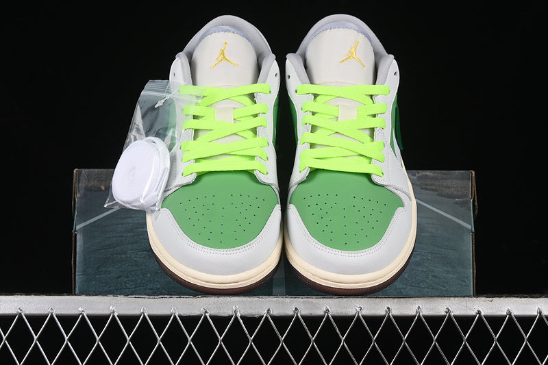Nike Air Jordan 1 Low Phantom White Green Amber Brown Sole Sneakers