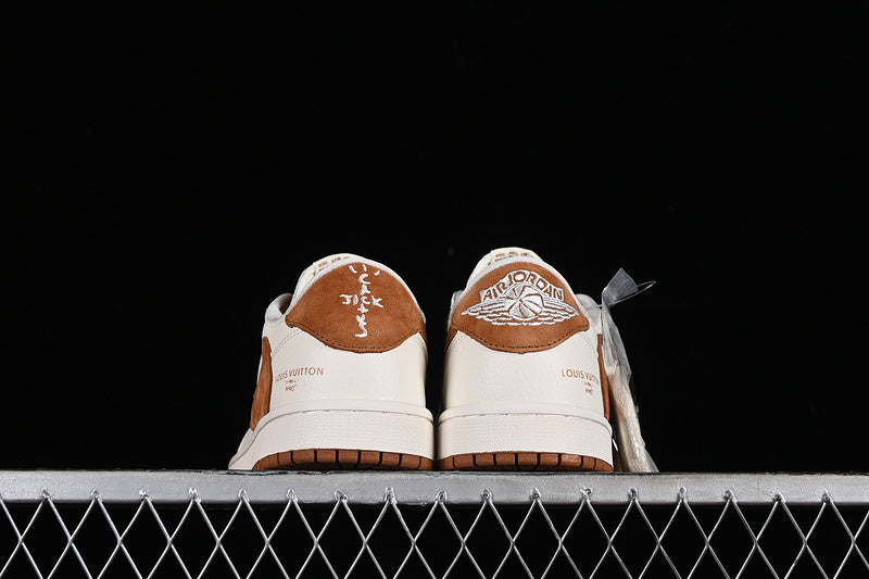Nike Air Jordan 1 Low Travis Scott Fragment Design LV Brown White Sneakers