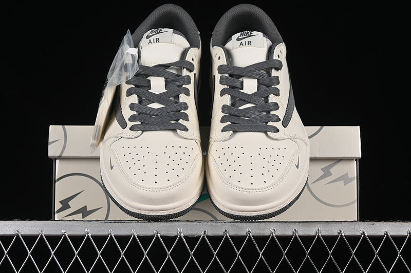 Travis Scott Fragment Design Nike Air Jordan 1 Low OG SP Grey White Stylish Casual Sneakers