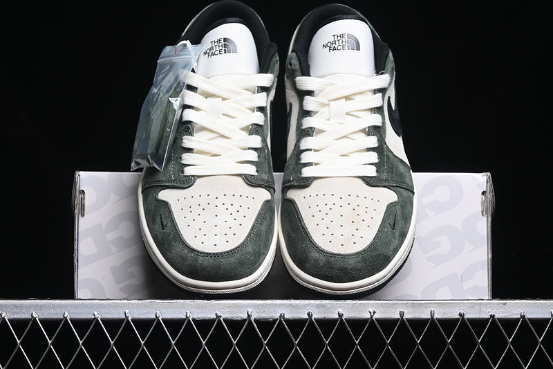 Nike Air Jordan 1 Low Black White Green Sneakers