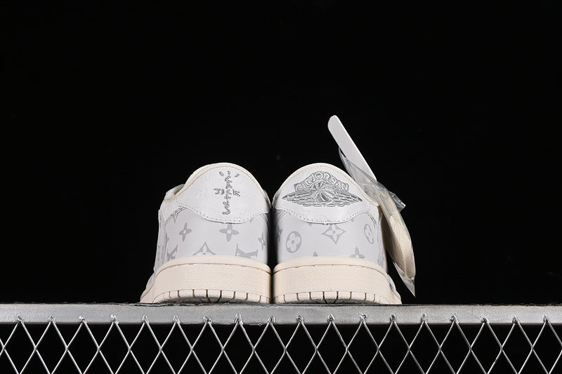 Nike Air Jordan 1 Low OG SP Travis Scott Fragment Design LV Grey Printing White Sneakers