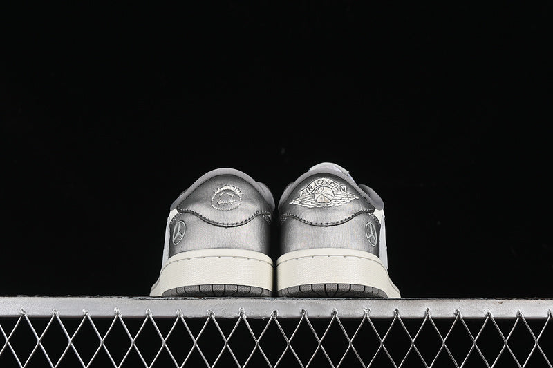 Travis Scott Fragment Design Nike Air Jordan 1 Low OG SP White Silver Grey Sneakers