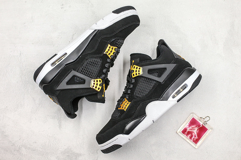 Nike Air Jordan 4 Retro Royalty Black Metallic Gold White Sneakers
