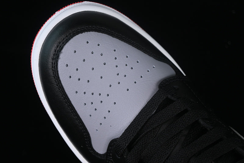 Nike Air Jordan 1 Mid Black Cement Grey Fire Red Sole Sneakers