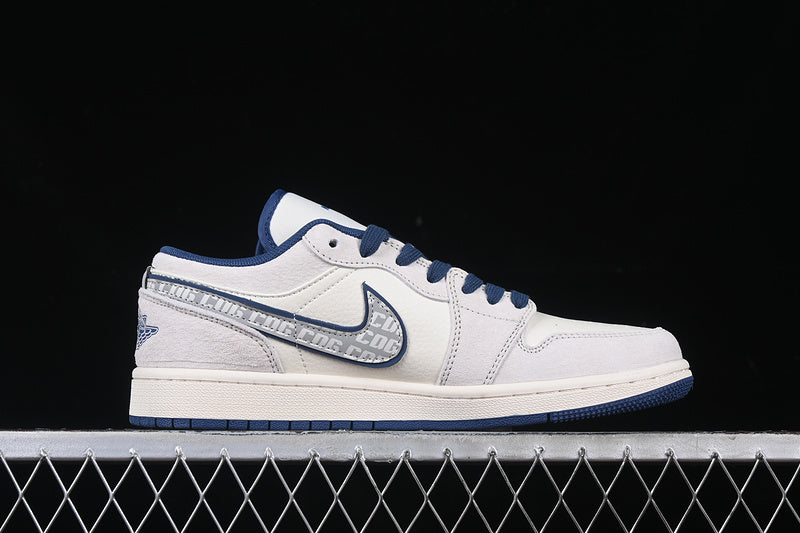 Nike Air Jordan 1 Low White Grey Blue Sneakers