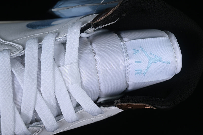 Nike Air Jordan 1 Mid Black Sole Blue Brown White Sneakers