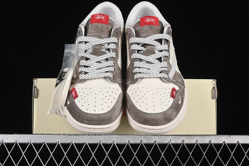 Travis Scott Fragment Design Nike Air Jordan 1 Low OG SP Light Brown White Sneakers