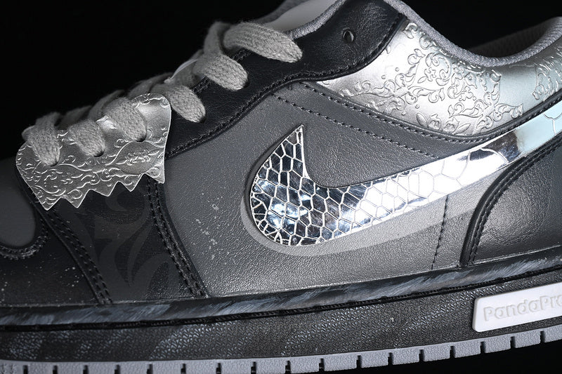 Nike Air Jordan 1 Low Black Grey Silver Sneakers