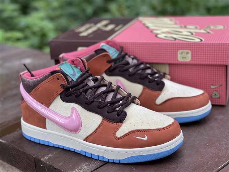 Nike Dunk Mid Social Status Chocolate Milk Brown Pink Multicolor Sneakers