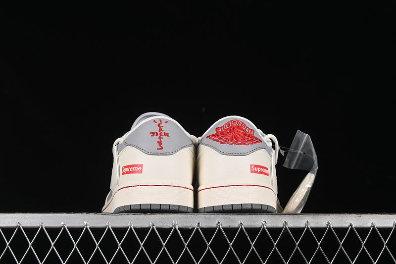 Travis Scott Fragment Design Nike Air Jordan 1 Low Supreme OG SP White Grey Sneakers