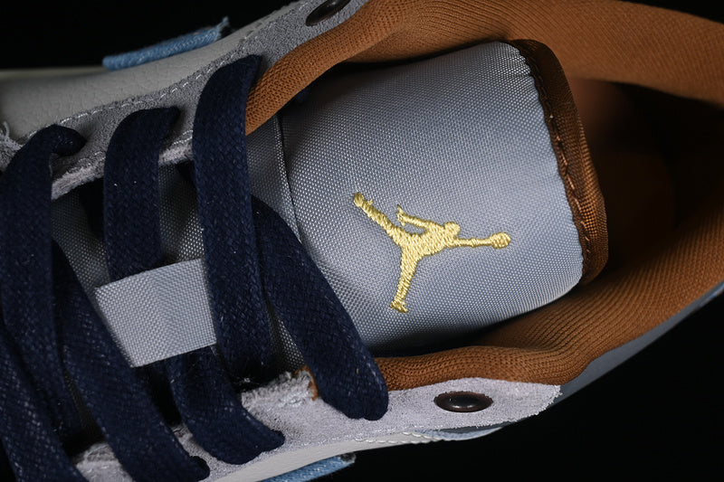 Nike Air Jordan 1 Low SE Phantom Amber Brown Star Blue Denim Sneakers
