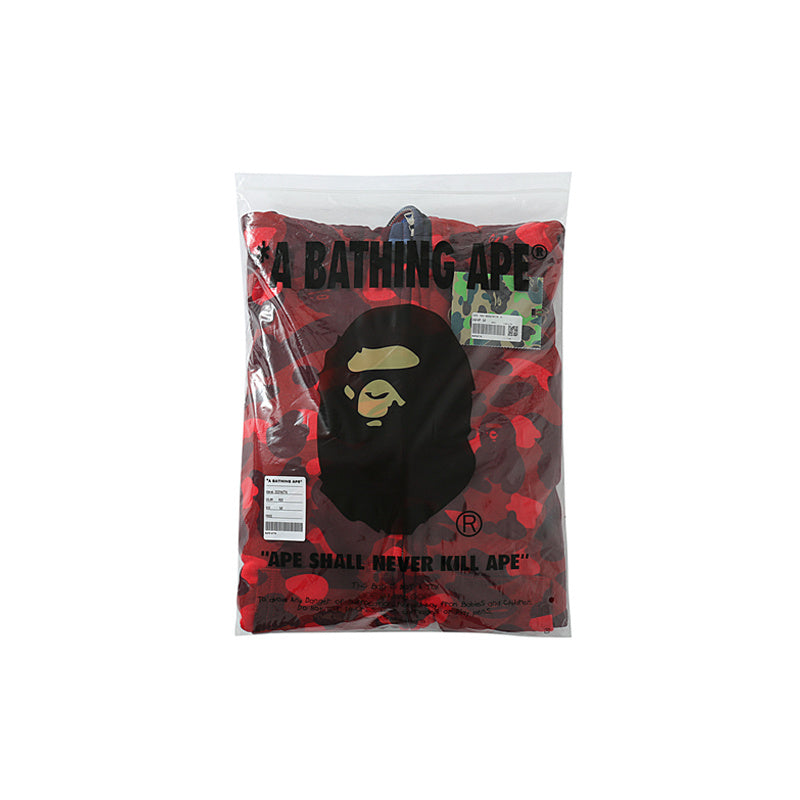 A Bathing Ape BAPE Shark Head Tiger Head Double Cap Camouflage Hoodie Red